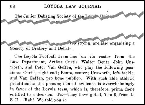 Loyola New Orleans Law School and Loyola football team, 1922