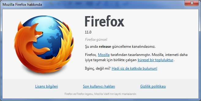 Mozilla Firefox v11.0 Final Türkçe (Win/Mac/Linux)